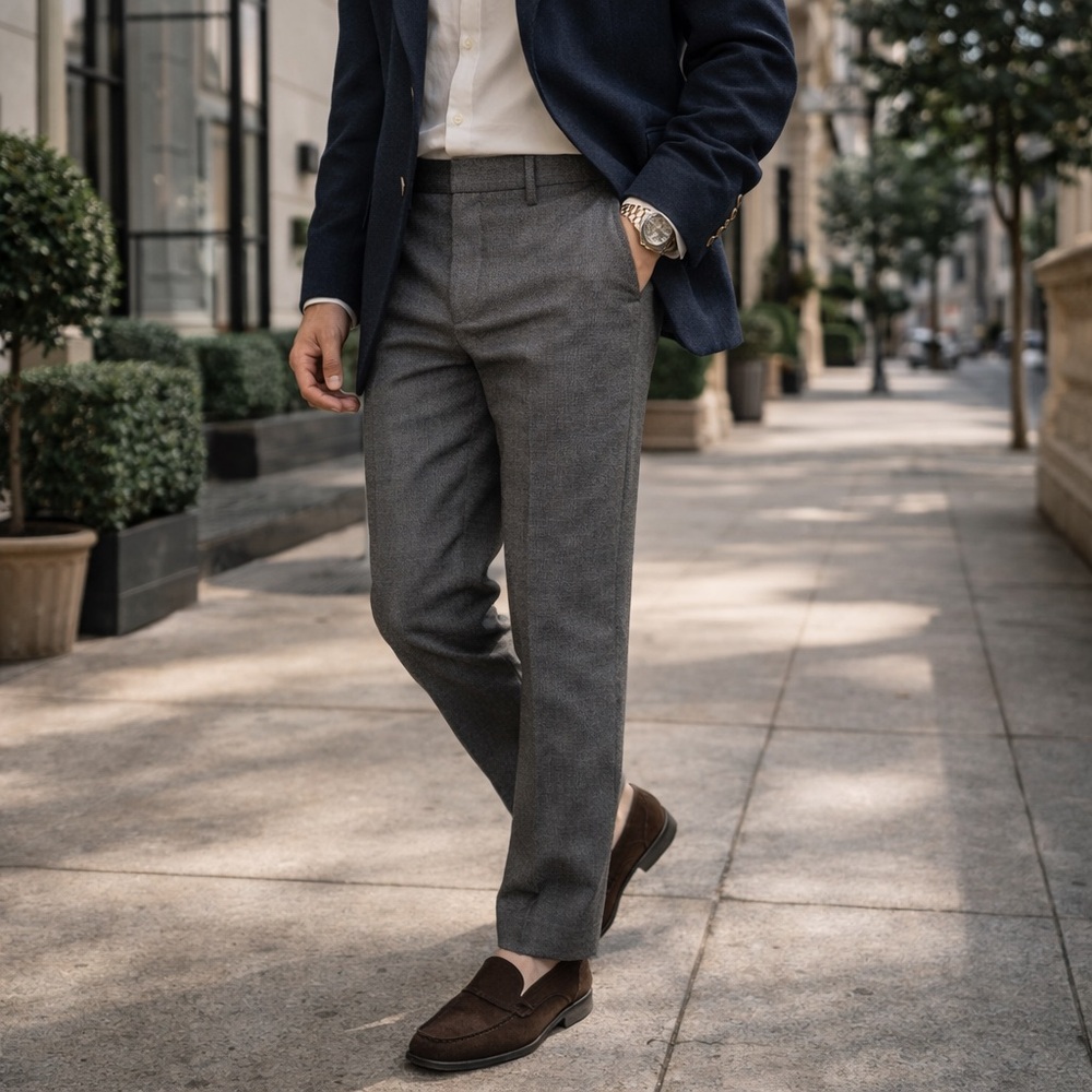 AG Adriano Goldschmied Gray Birdseye Dress Pants 32 Tailored Stretch